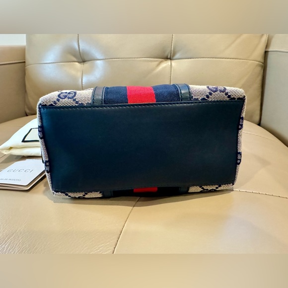 Sold x x GUCCI GG supreme canvas cosmetic pouch red and blue web - Picture 9 of 14